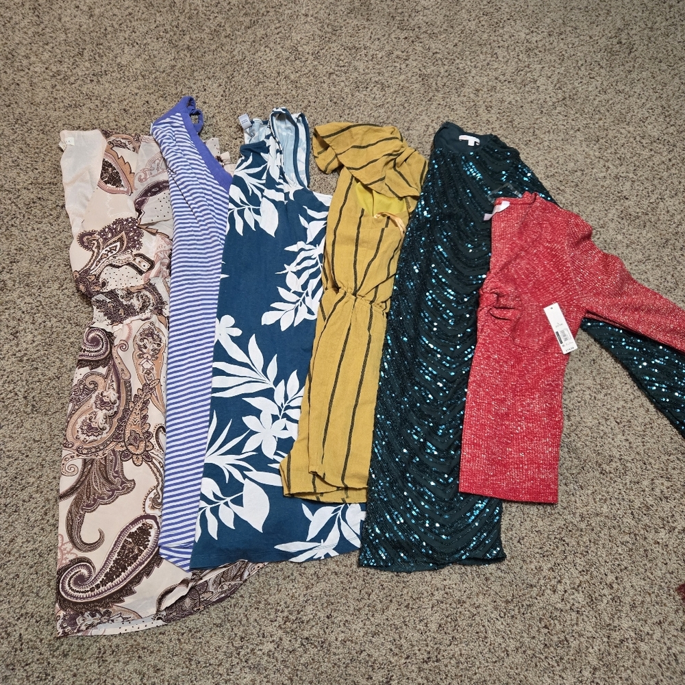 Girl's Size L Dresses, Romper, and 2 Shirts